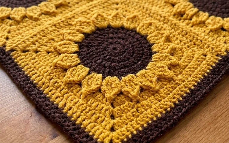 Sunflower Square Blanket Crochet Pattern